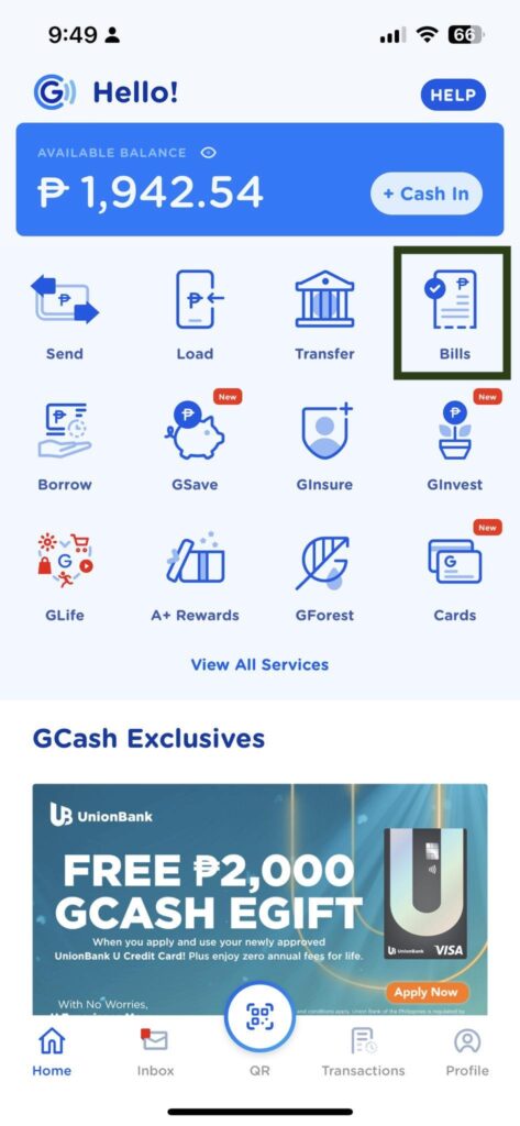 GCash Pay Bills